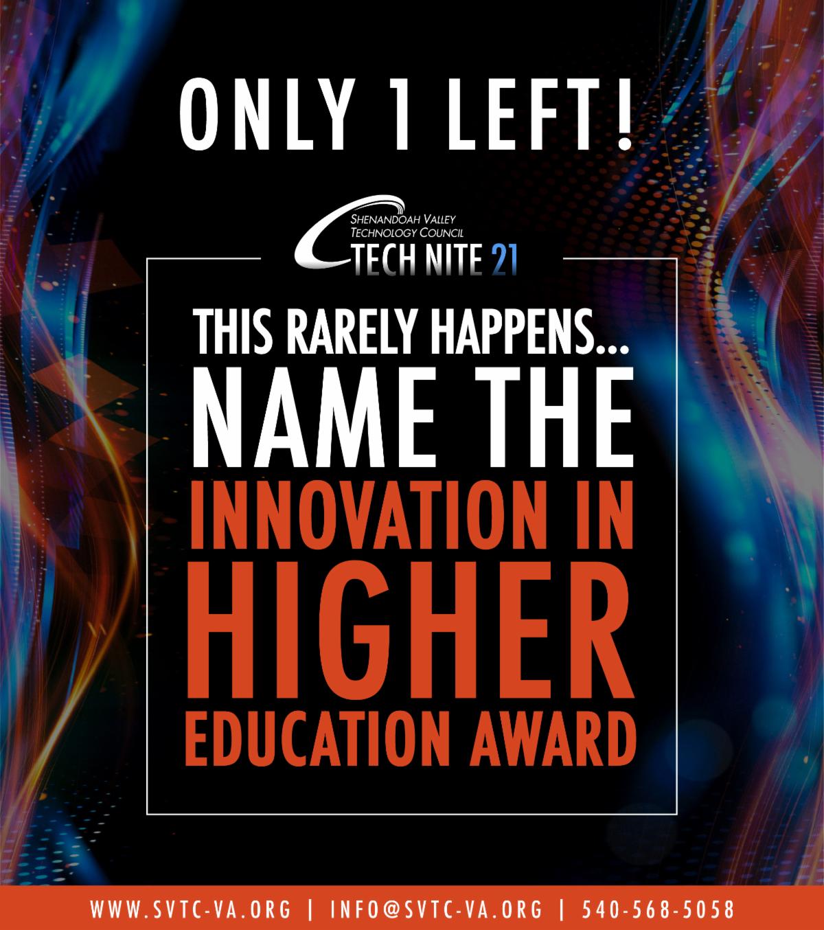 Tech Nite 2021 One award category open