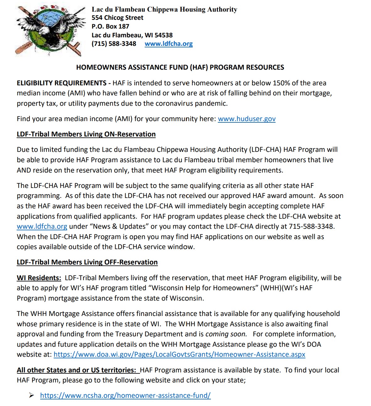 News From the Lac du Flambeau Band of Lake Superior Chippewa Indians