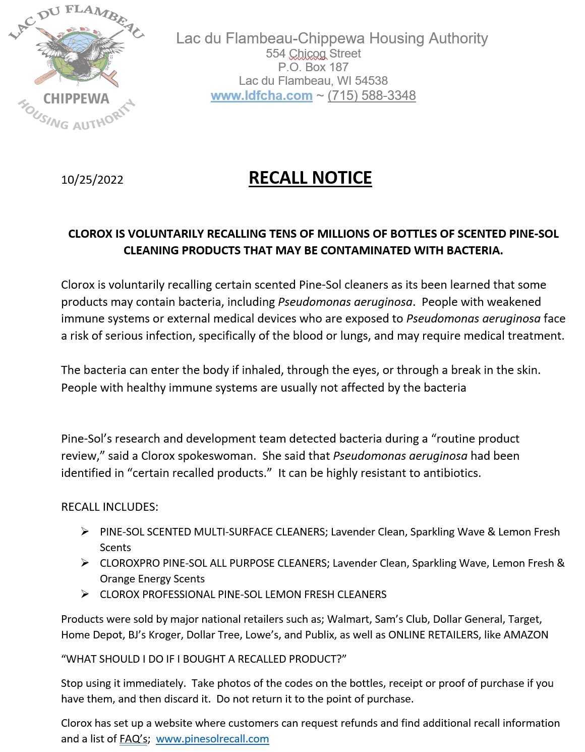 News From the Lac du Flambeau Band of Lake Superior Chippewa Indians