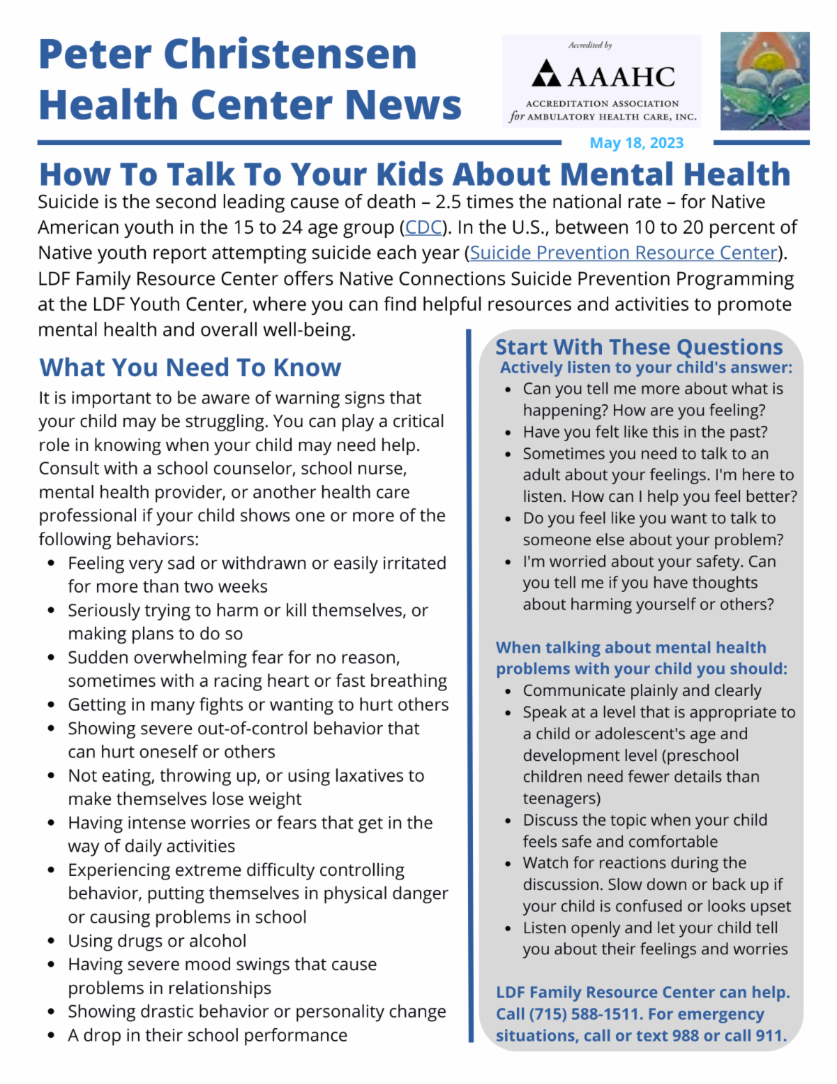 News From the Lac du Flambeau Band of Lake Superior Chippewa Indians