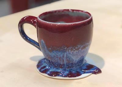 Glaze overflow on a cup