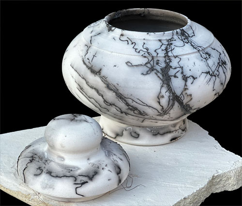 Raku fired horse hair pot by Walt Richardson