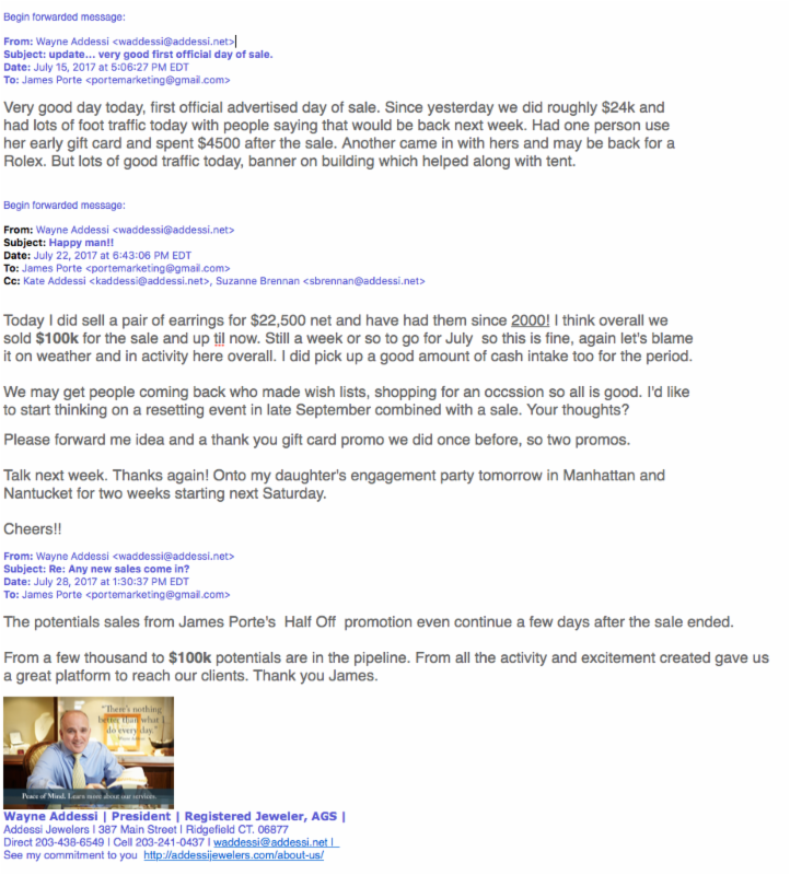 Nov 18th Chandlee Jewelers, Athens, GA, thrilled with sales during