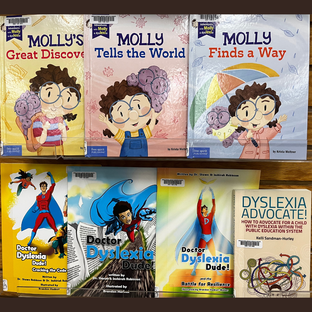 A photo of the seven book titles listed in the text.