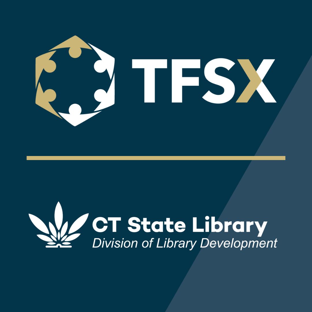 The CT State Library Division of Library Development and TFSX logos.