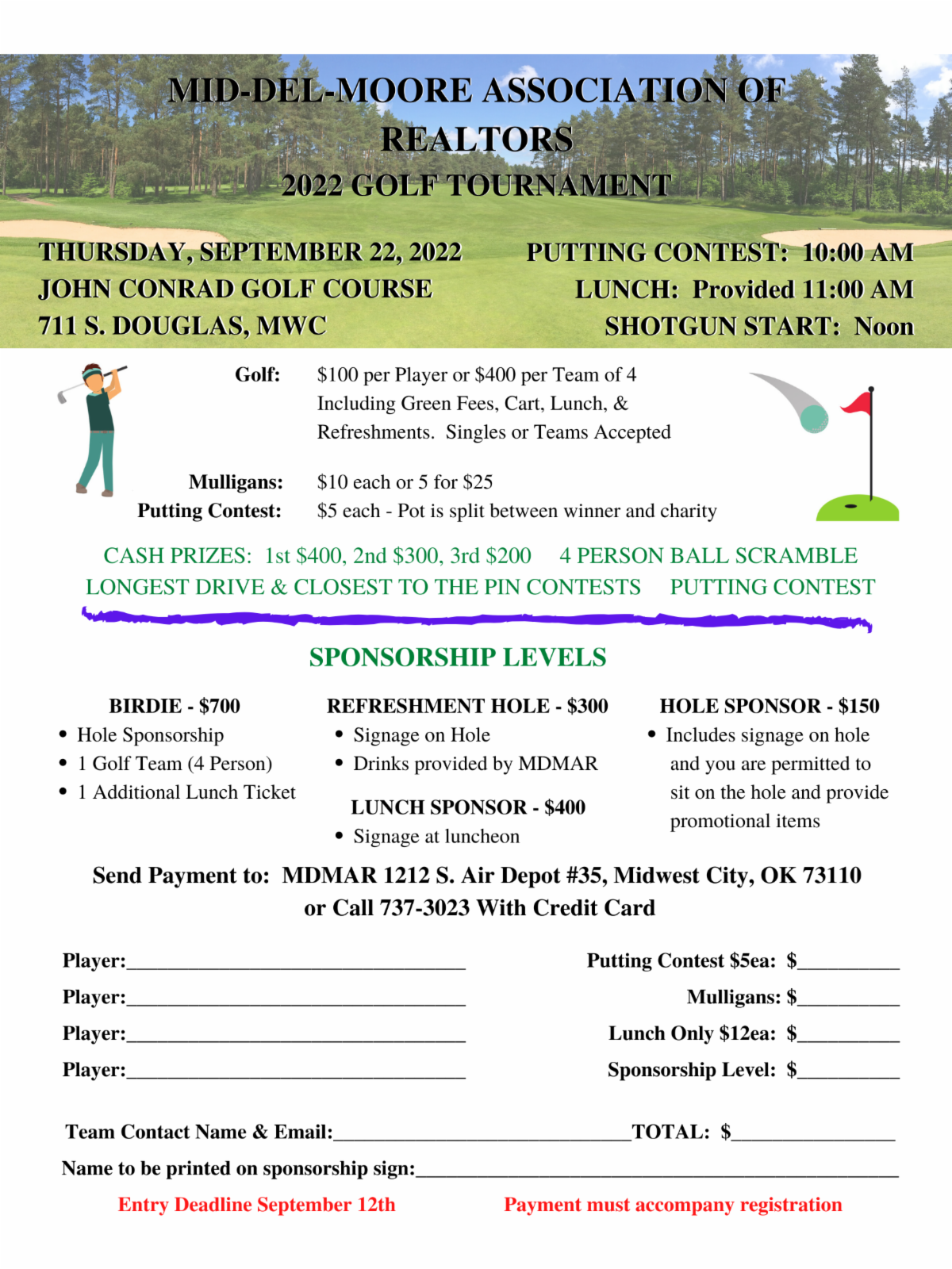 Mdmar golf tournament teams and sponsorships still available