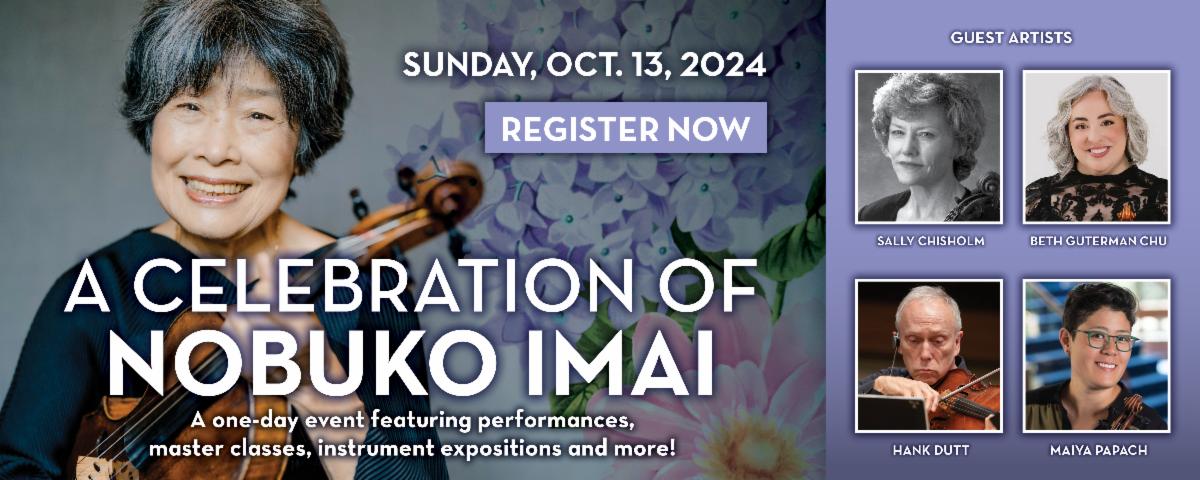 A house ad for CCMs Oct 13 Celebration of Nobuko Imai.