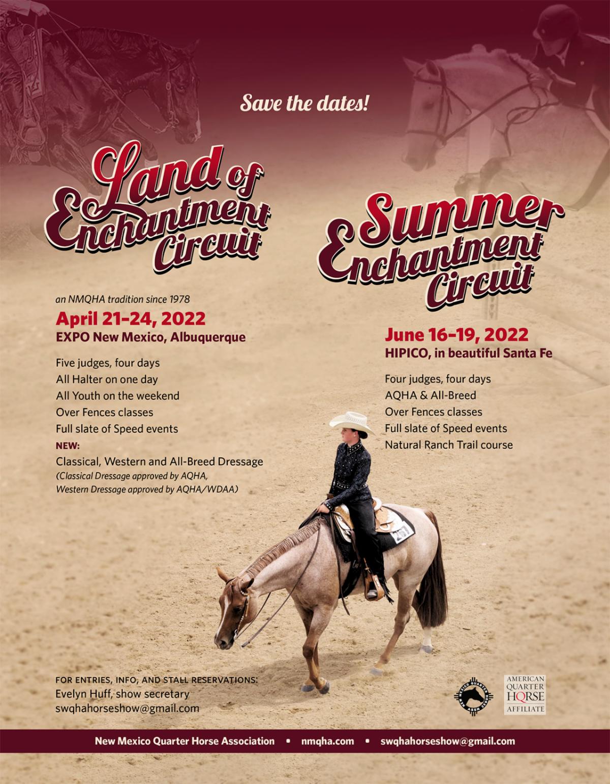 Join us for NMQHA/AQHA shows in April and June!!