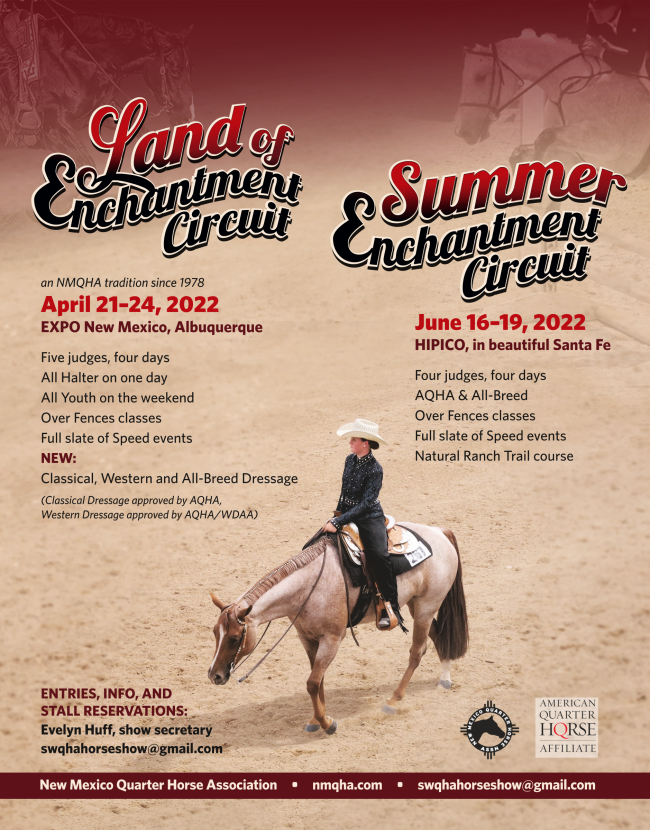 Join us for NMQHA/AQHA shows in April and June