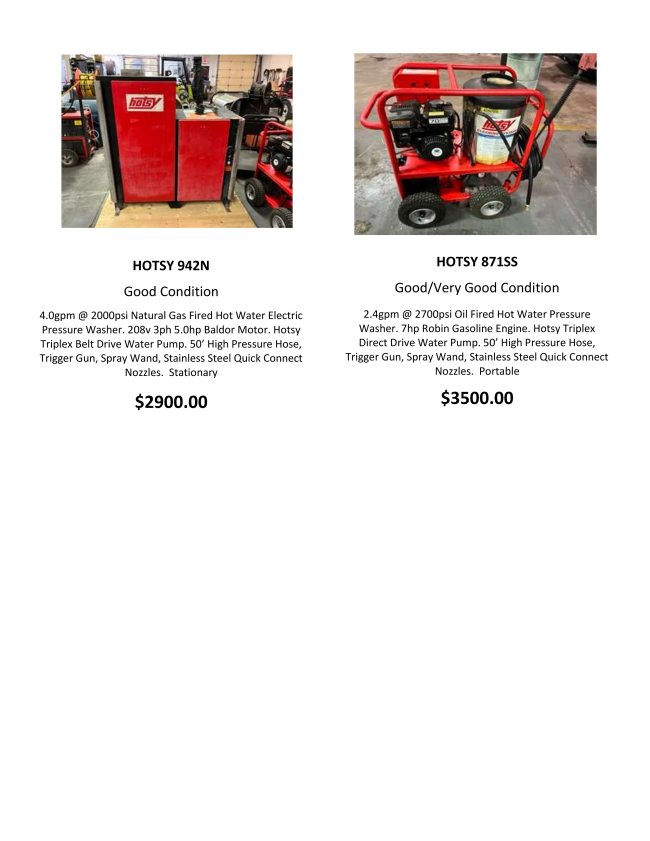 USED EQUIPMENT FOR SALE