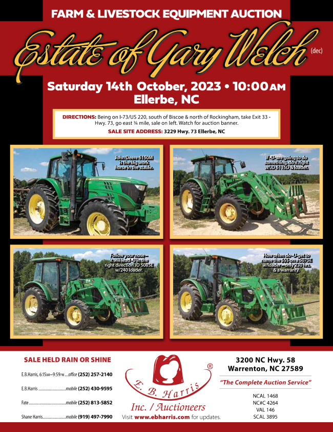 Saturday, 14th October, 2023 Farm and Livestock Equipment Auction