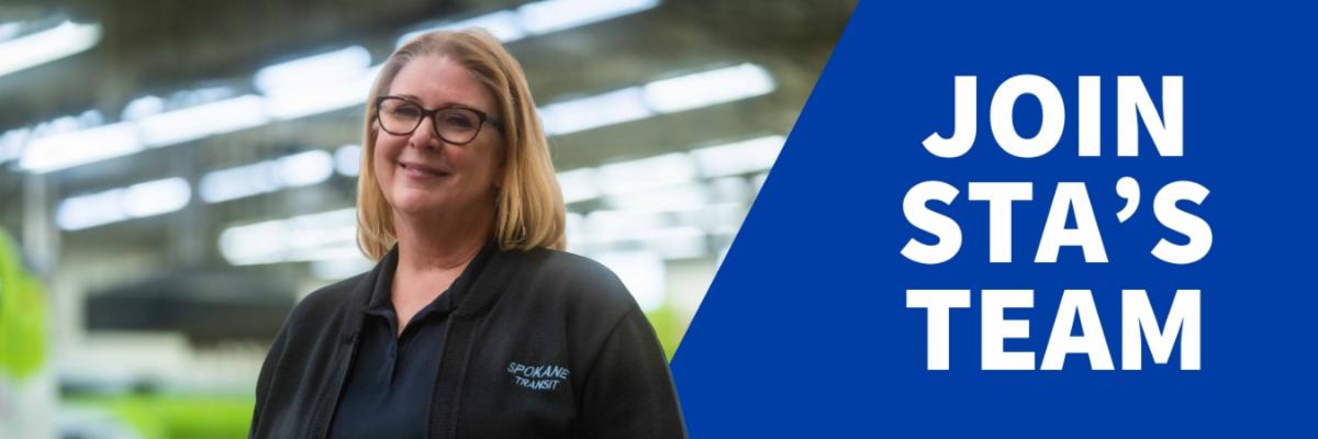 A banner photo displaying a smiling STA employee on the left and the words "Join STA's Team" on the right
