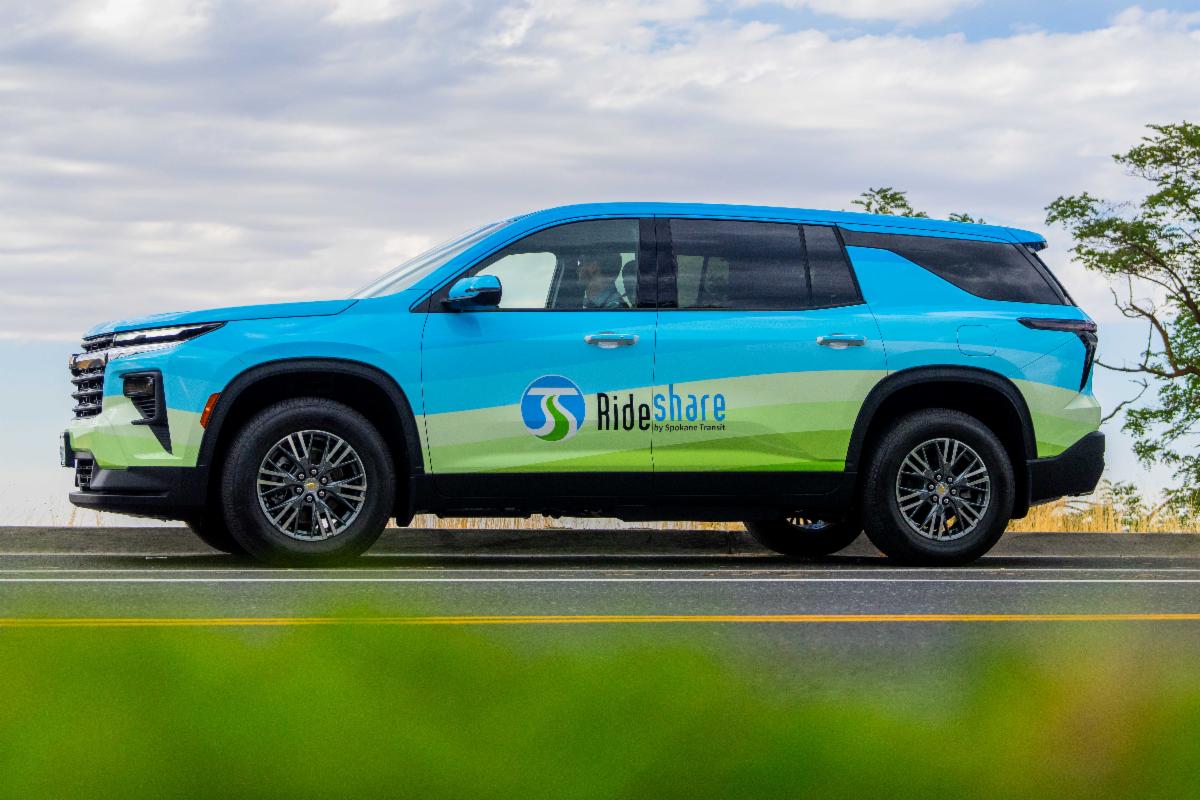 A photo of an STA Rideshare vehicle on the road.