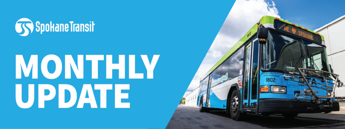 A banner graphic displaying the text STA Monthly Update on the left and a photo of a bus on the right