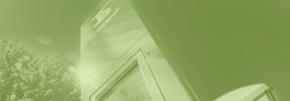 A green banner showing an STA Marker and the top edge of a bus shelter