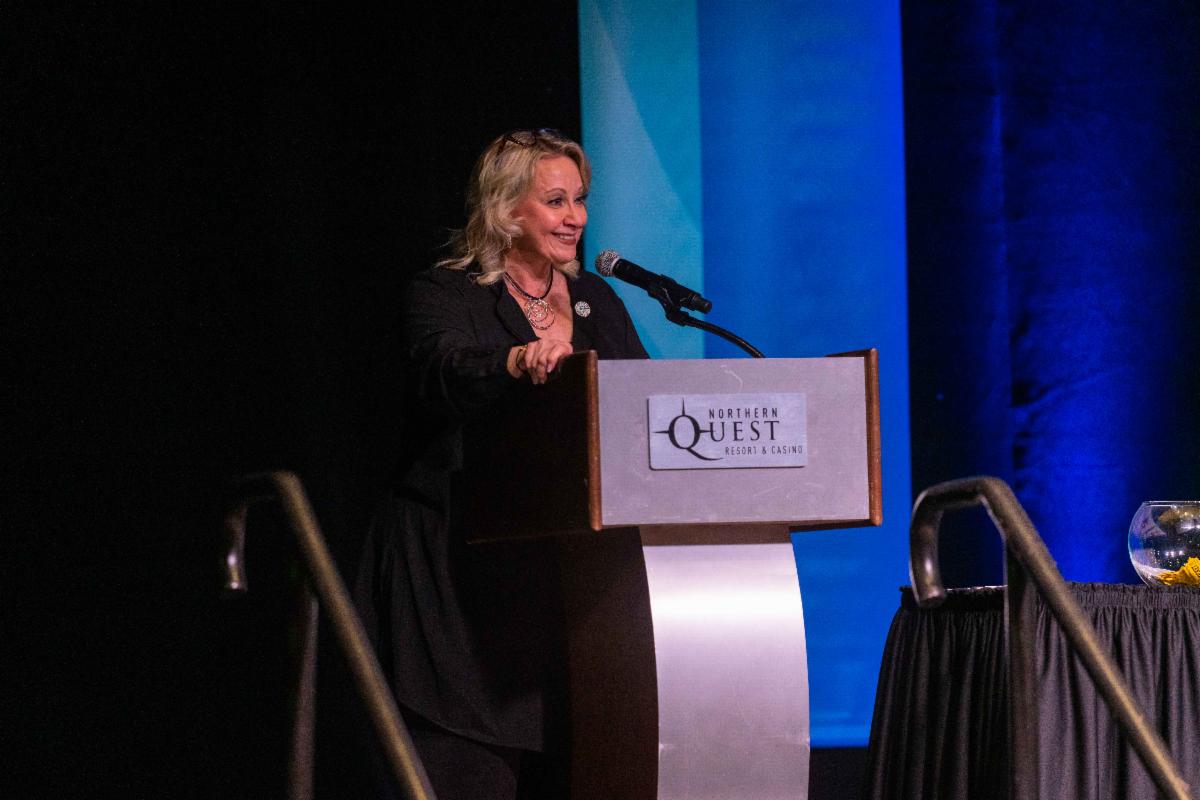 A photo of Susan at an awards banquet