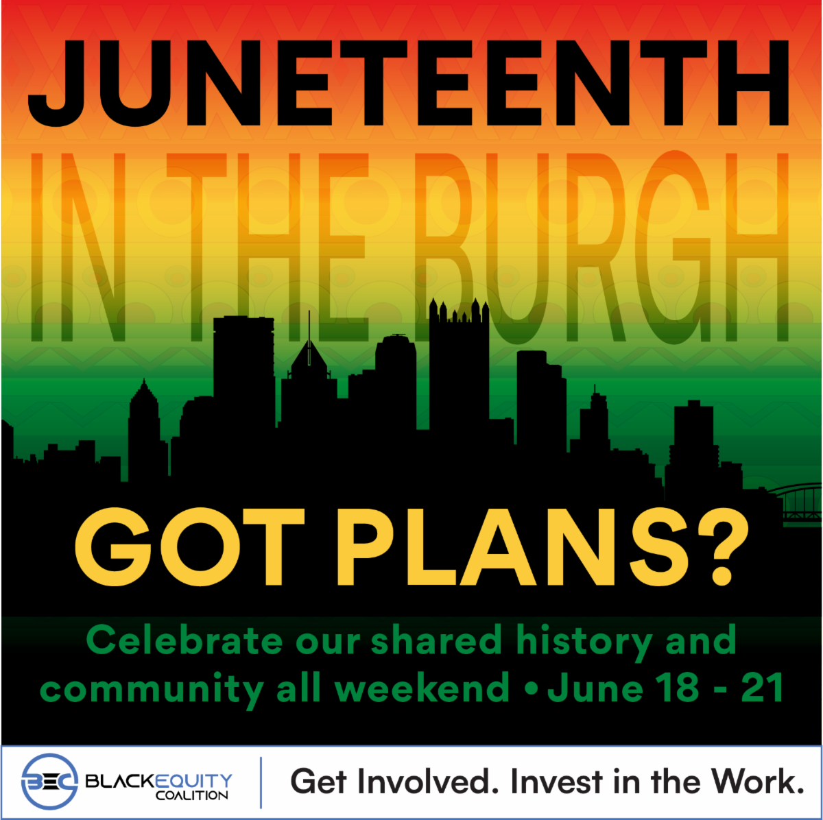 Celebrate Juneteenth 2026 in Pittsburgh with the Black Equity Coalition from June 18-21. Explore community events honoring our shared history.