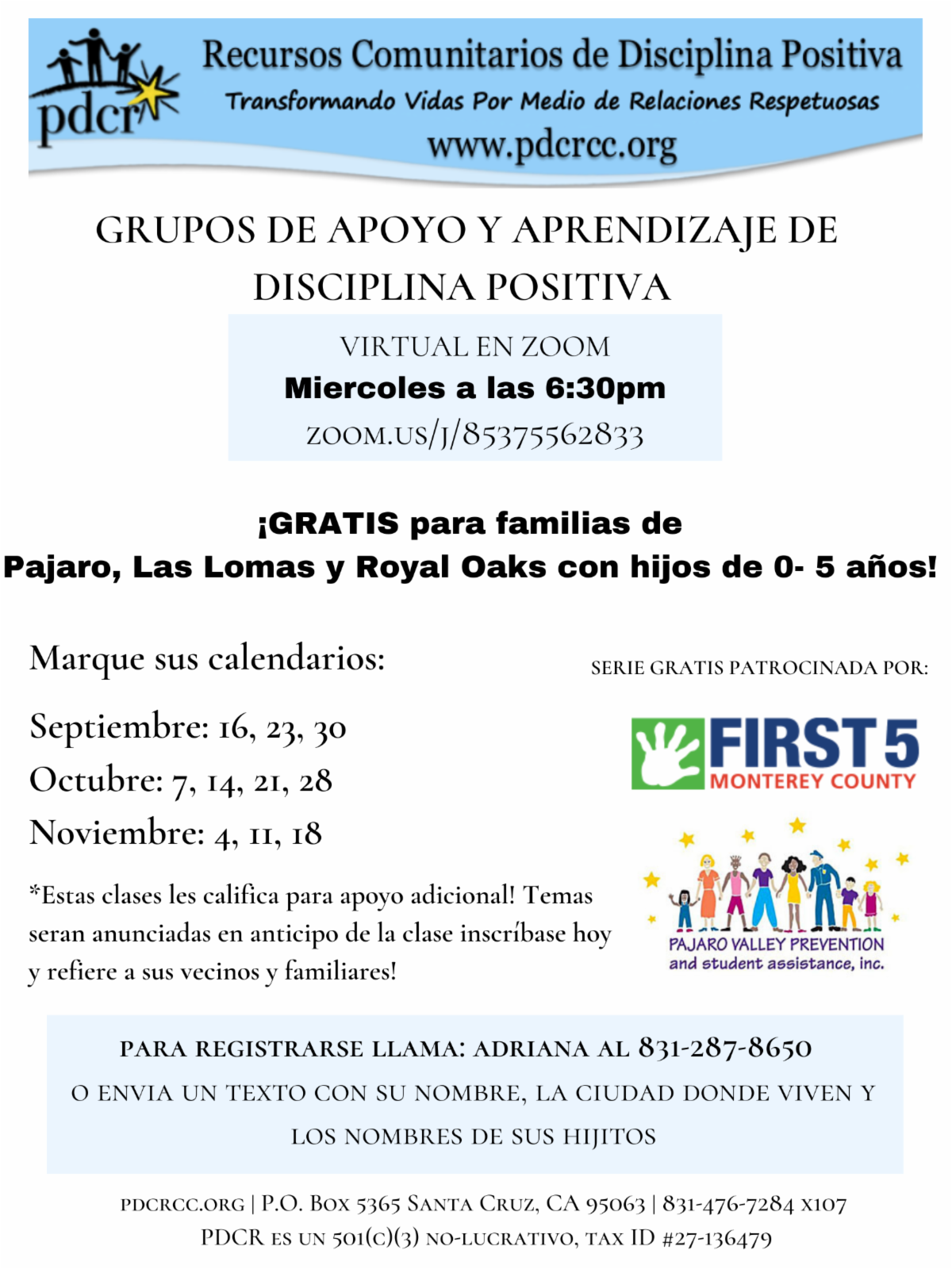 Pajaro Las Lomas class series for families 