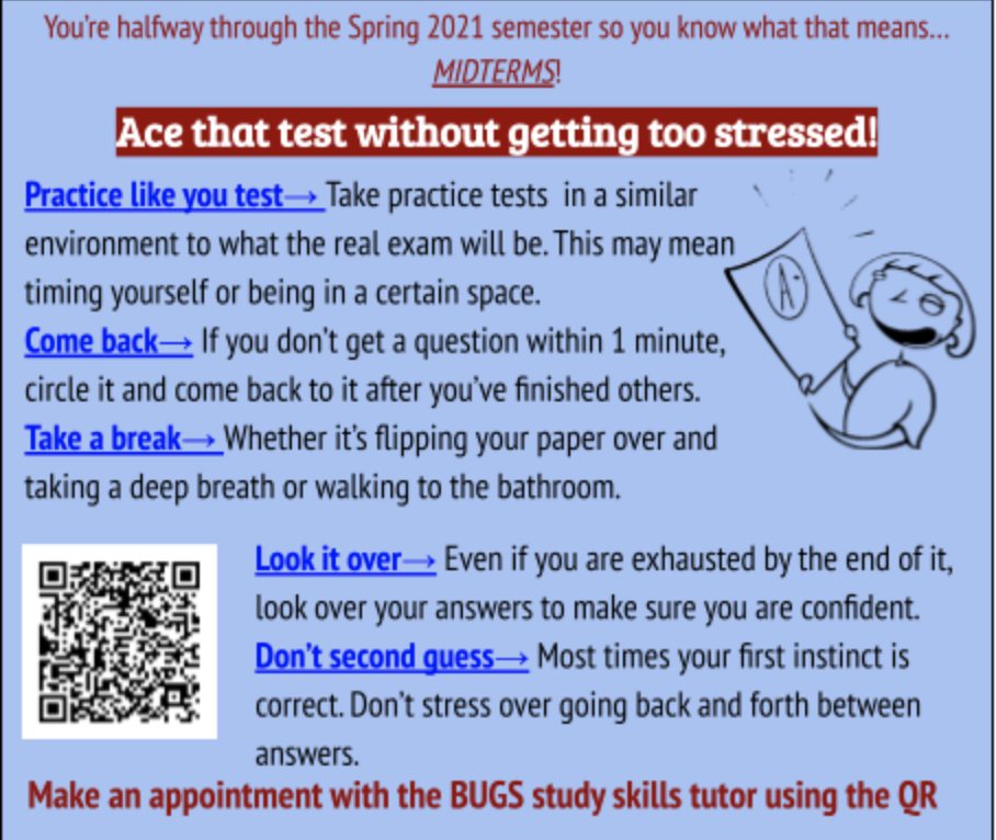 infographic of study tips to prepare for midterms