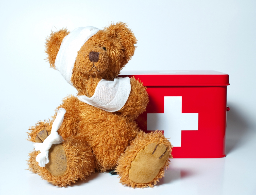 Educator Training CPR/First Aid pic injured teddy bear