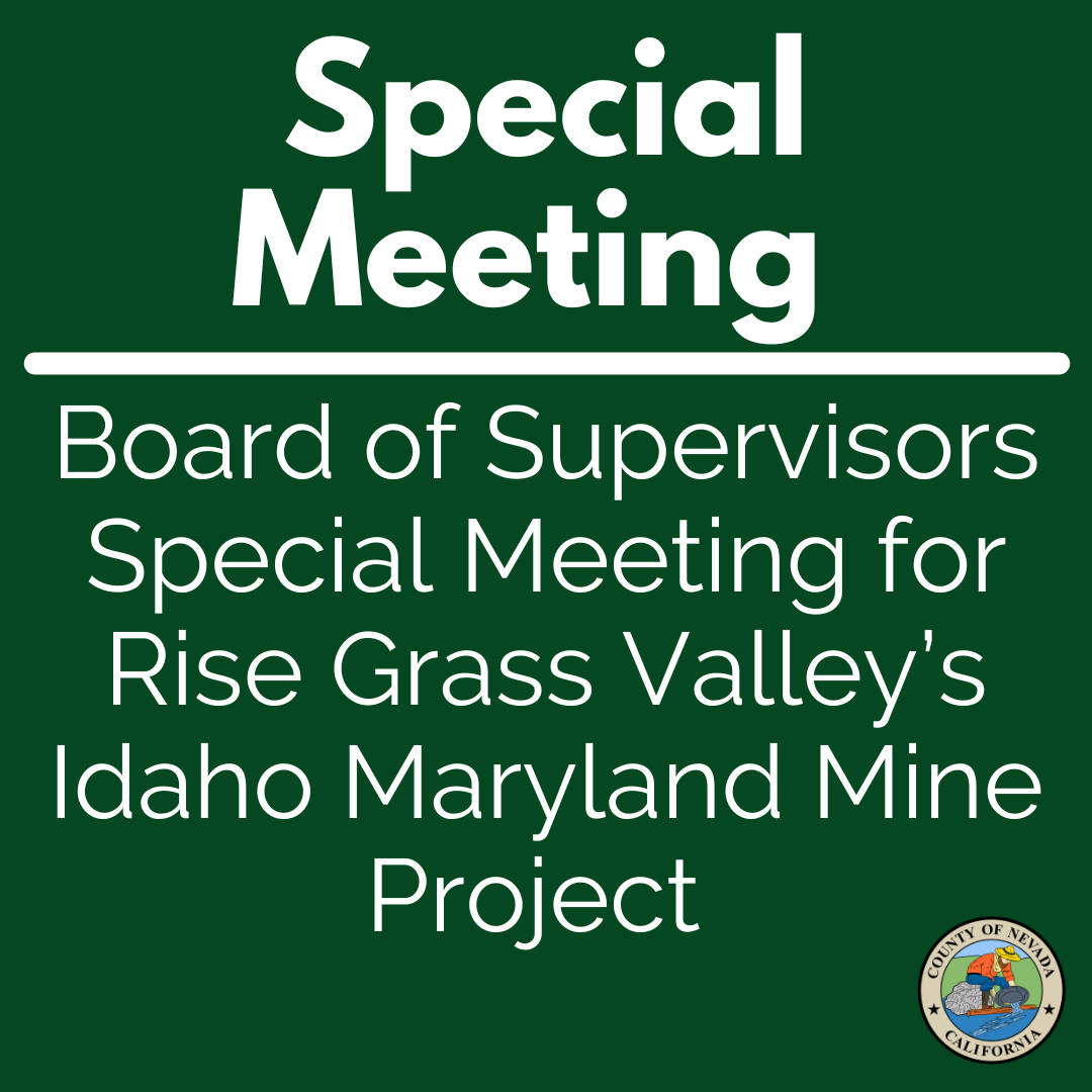 Graphic saying Special Meeting- Idaho Maryland Mine