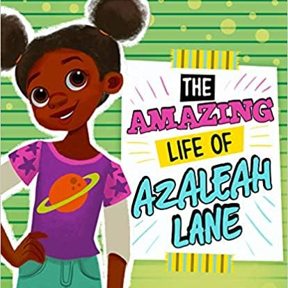 Cartoon image of a young black girl wearing a t-shirt with a planet on it 