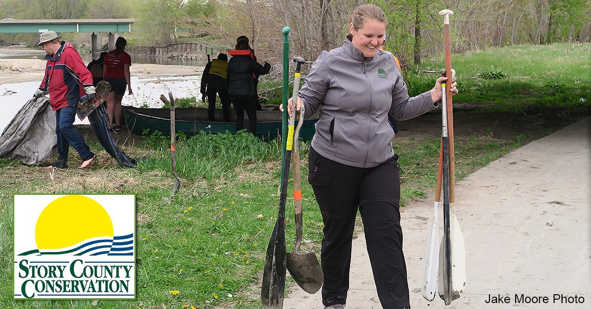 Story County Conservation Watershed Coordinator Sara Carmichael During Ioway Creek Cleanup