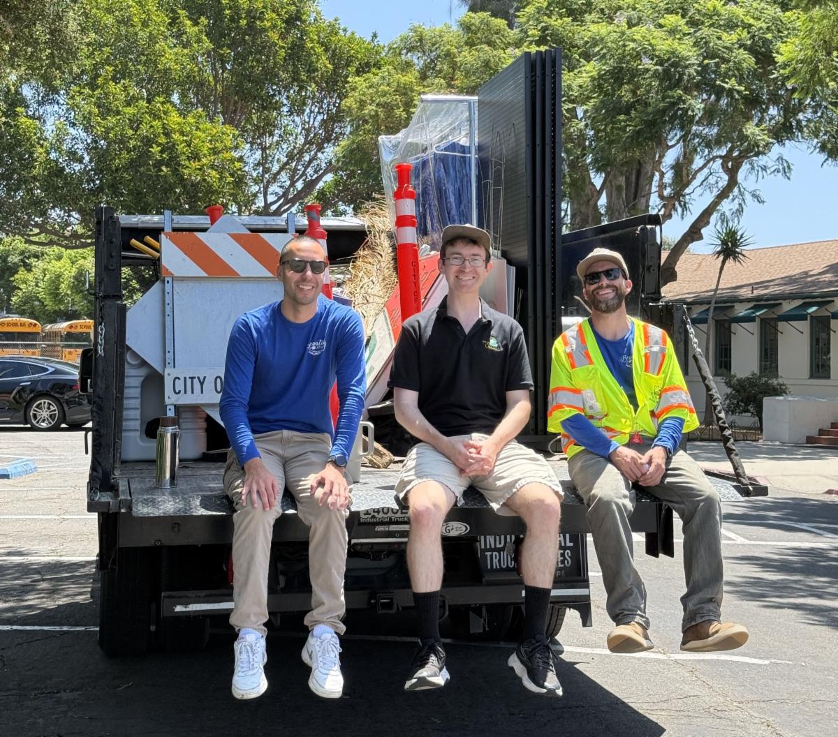 Scott-Sheets (middle) works with Public Works colleagues at a City of Goleta community cleanup event