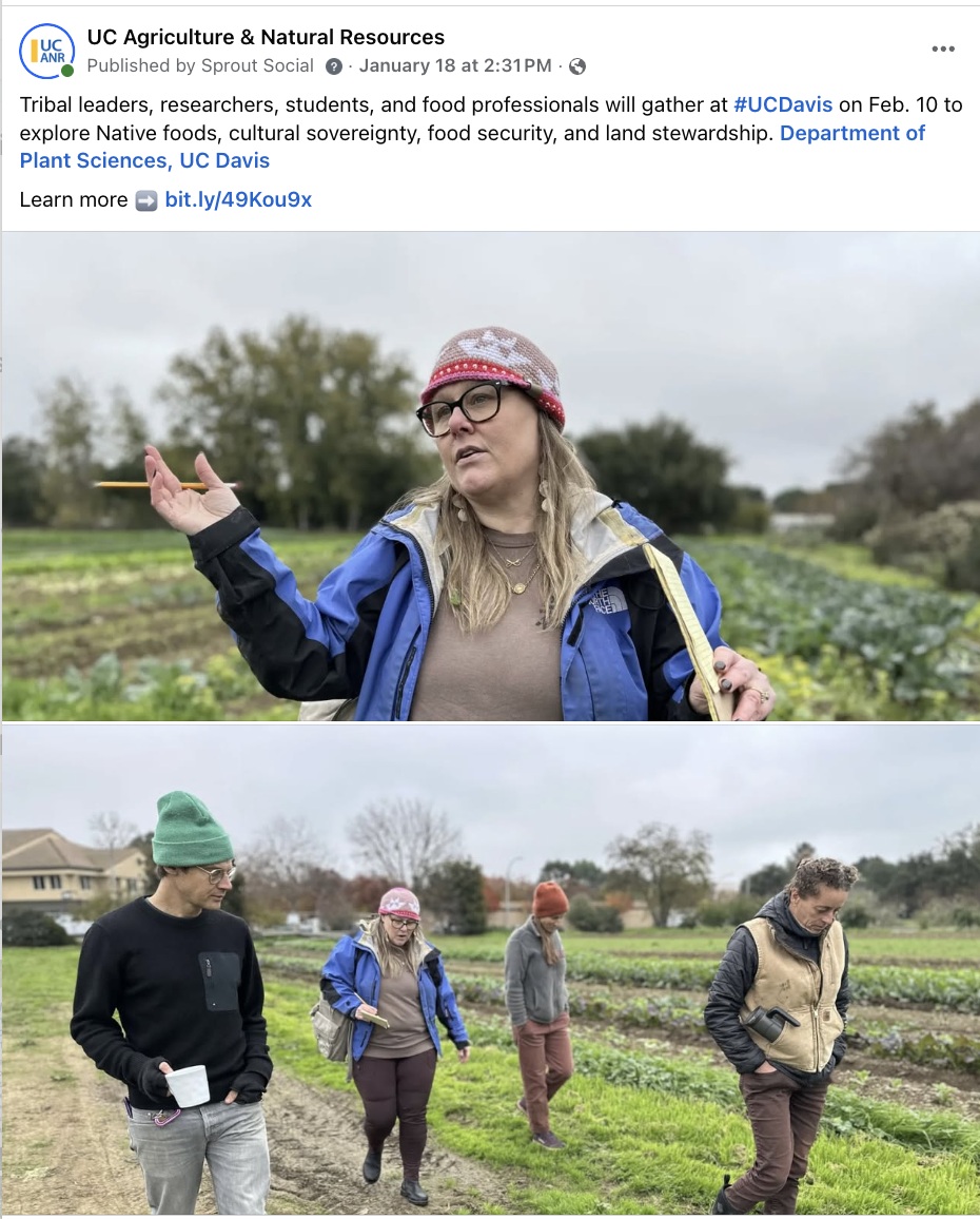 Screengrab of a Facebook post about a native foods conference
