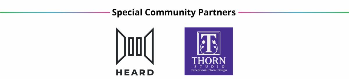 Special Community Partners Banner with Heard Global logo and Thorn Studios logo