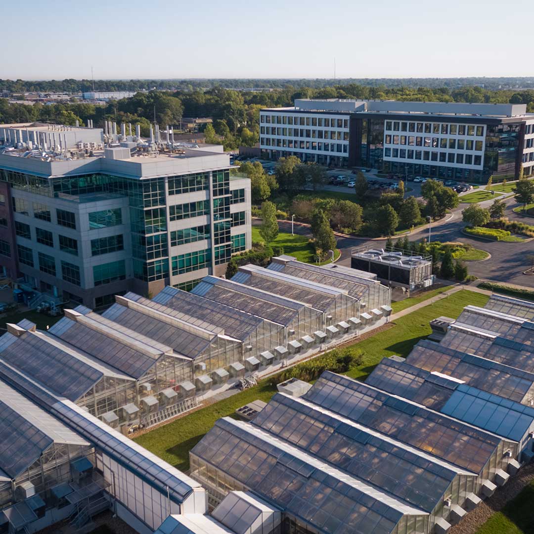 Aerial view of the Danforth Center campus.