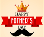 Text reading happy fathers day with a crown above and handlebar mustache below.