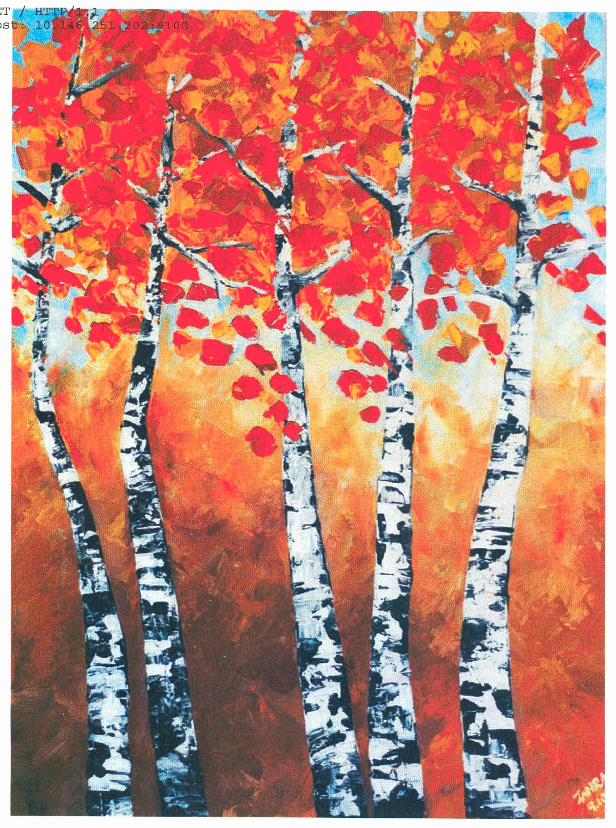 example of class painting project fall birch trees