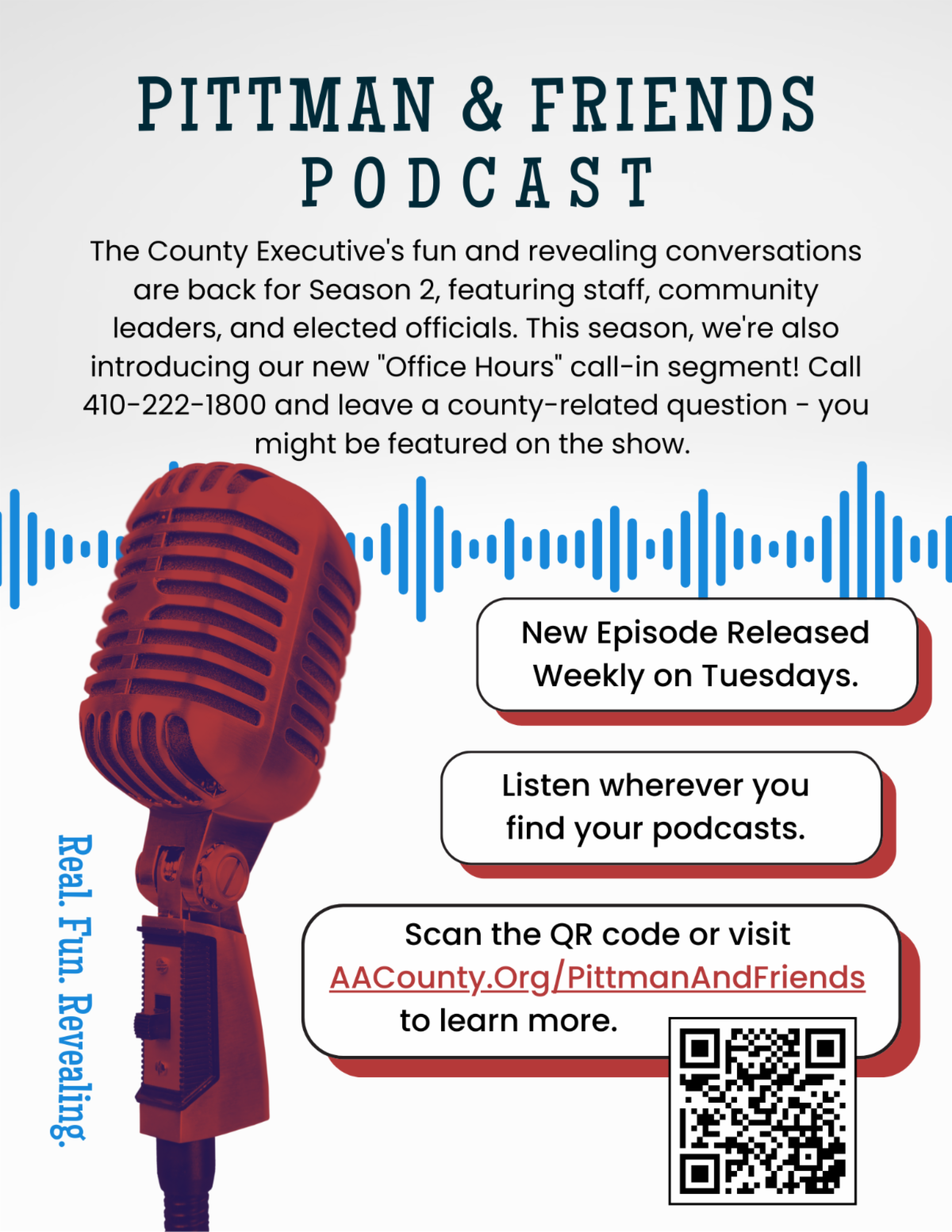 Season 2 announcement for Pittman and Friends Podcast. New episode every Tuesday. Listen wherever you find your podcasts.