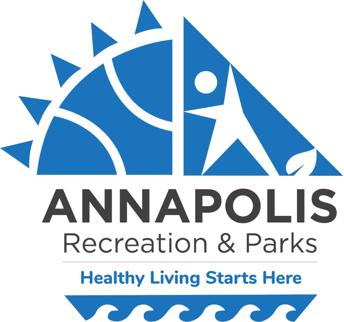 The logo for Annapolis recreation and Parks with the motto Healthy Living Starts Here.
