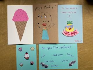 Several handmade greeting cards.
