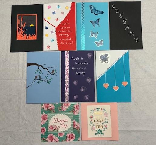 Homemade greeting cards for hospitalized children.