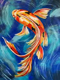 Acrylic painting of koi fish. Paint class will be held on Saturday, 9/12 from 2-4pm.