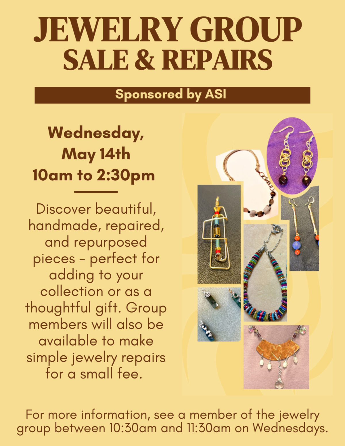 ASI Jewelry sale and jewelry repair session held on May 14th at the Annapolis Senior Activity Center