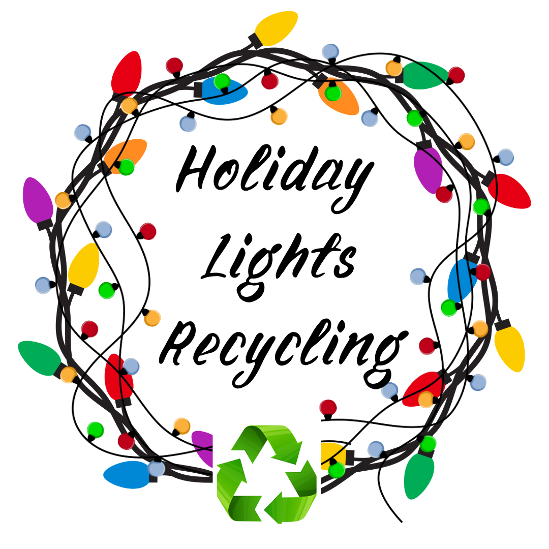 Wreath of lightbulbs with recycling symbol