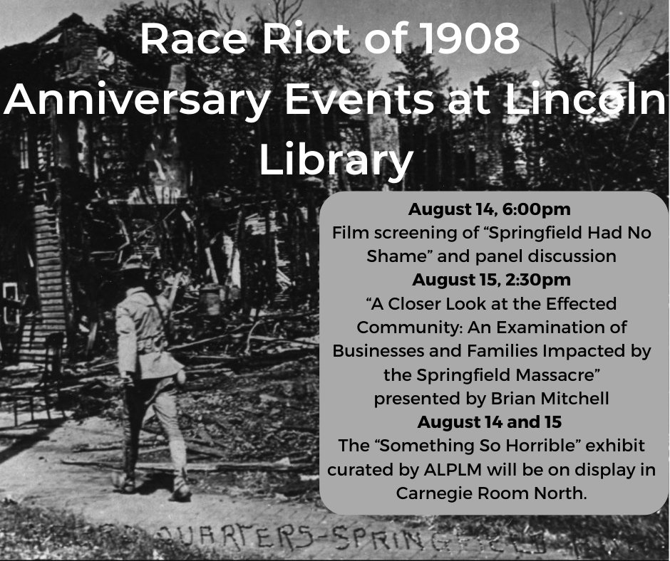 An African-American man walks in front of burned out ruins