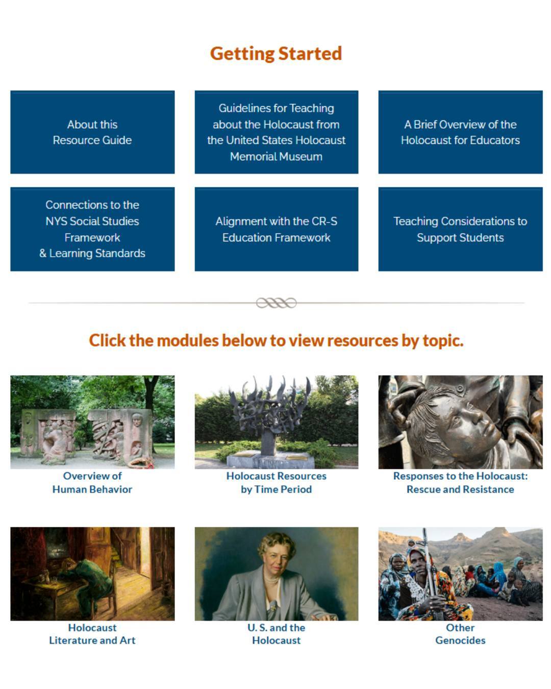 Teaching the Holocaust and Other Genocides Getting Started Homepage