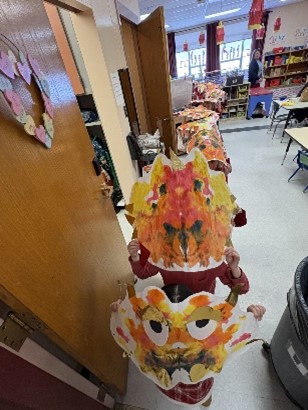 Student made Chinese New Year painted dragon