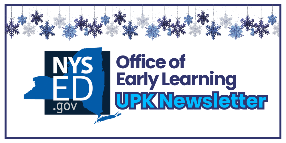 office of early learning upk newsletter with decorative snowflakes