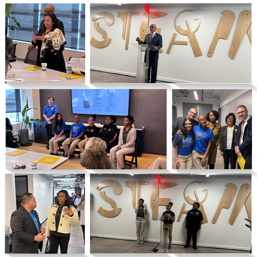 Chancellor Young, Commissioner Rosa, SED leadership, and BOCES District Superintendents visit the Brooklyn STEAM Center at the Brooklyn Navy Yard and speak with students