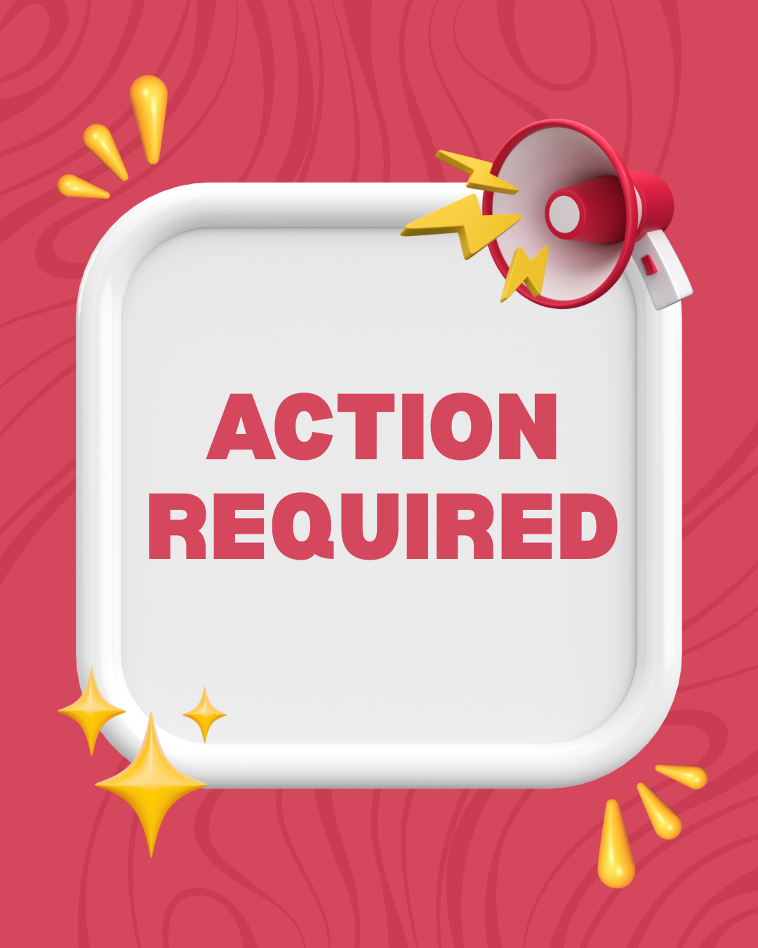 action required text against a red background