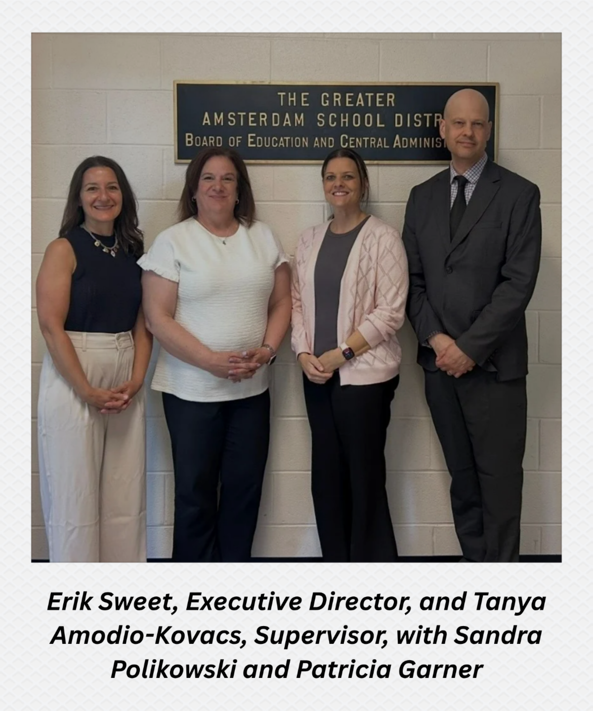 Erik Sweet, Executive Director, and Tanya Amodio-Kovacs, Supervisor, with Sandra Polikowski and Patricia Garner