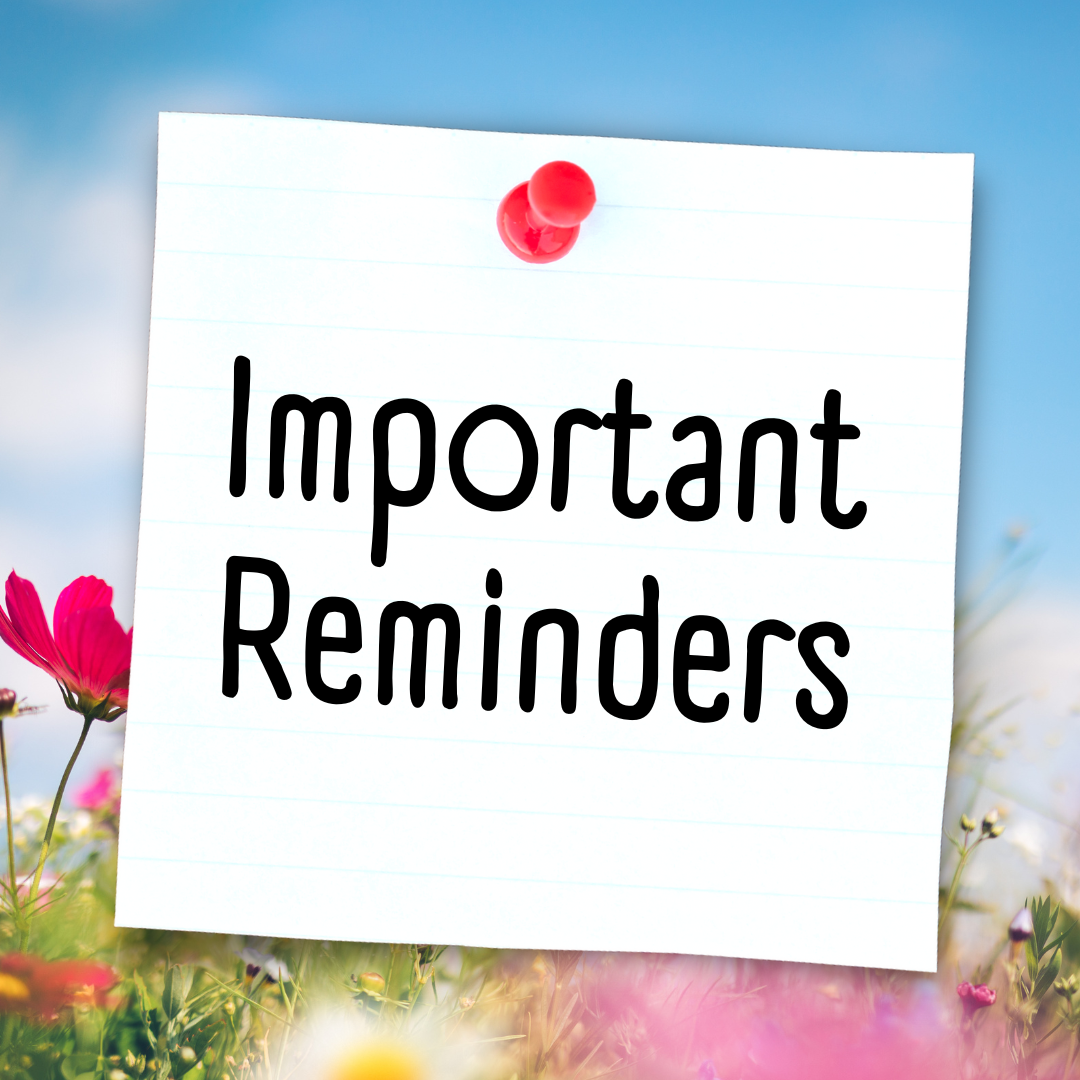 the text important reminders over a background of flowers