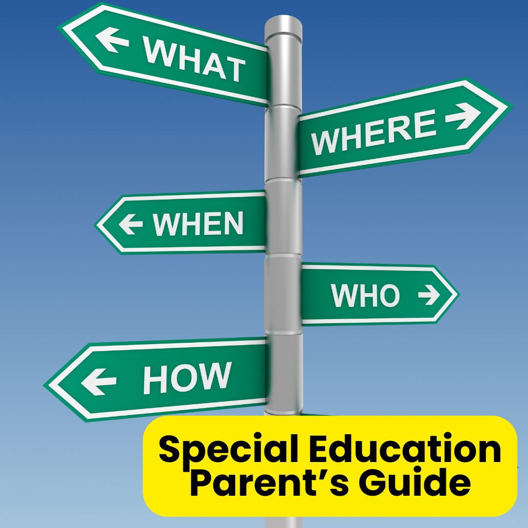 directional signs and the text special education parent's guide