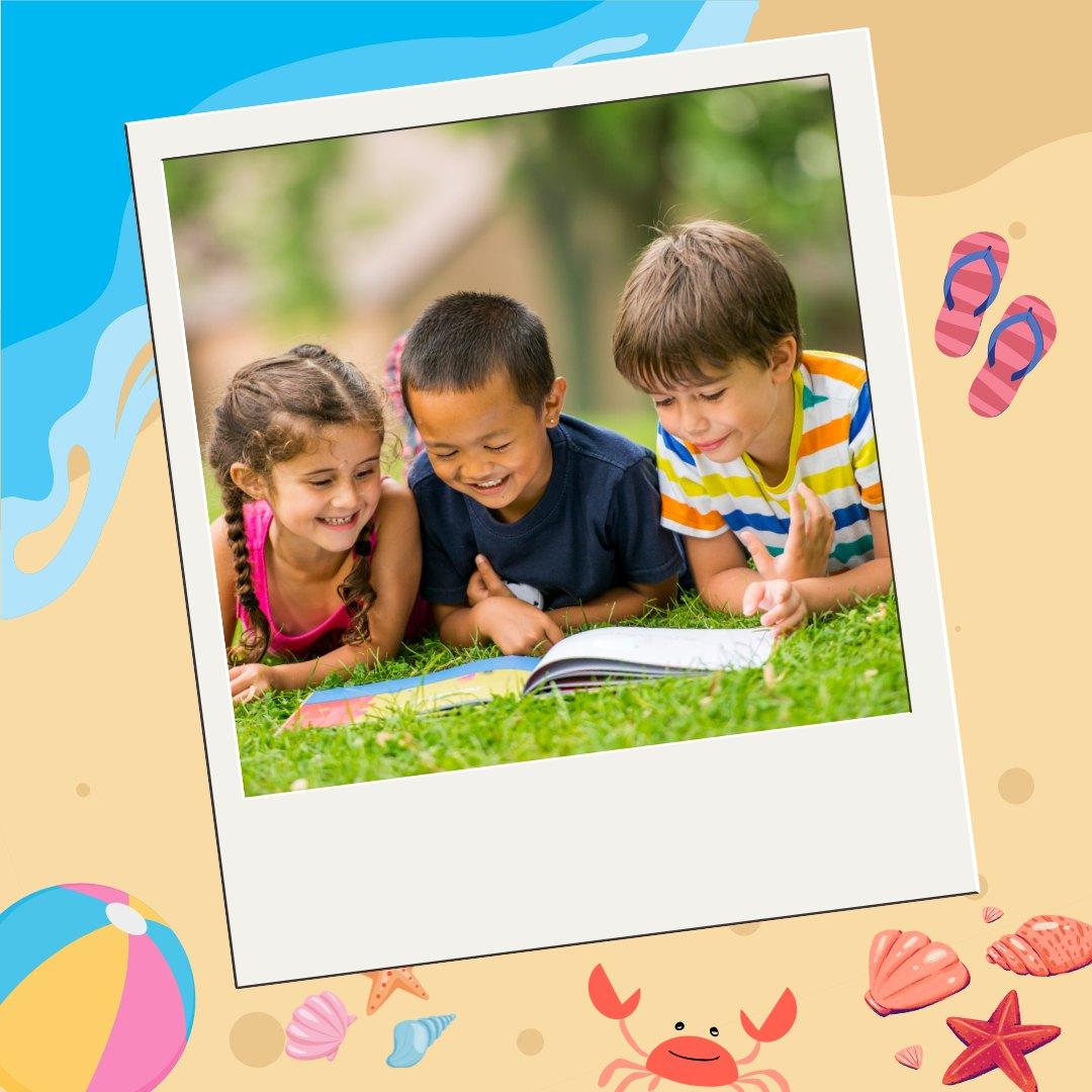 kids reading in the grass